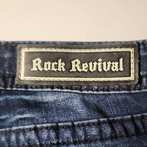 Rock Revival Alivia Mid Rise Skinnyn Blue Jeans In Size 28 - Picture 2 of 10